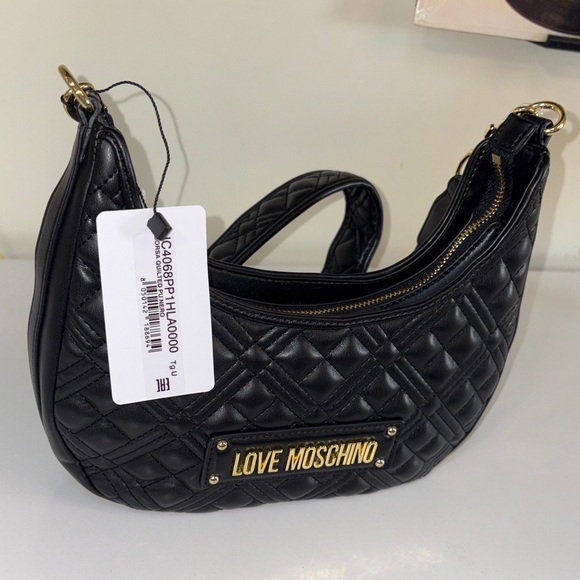 NWT Love Moschino Black Quilted Shoulder Bag - Picture 3 of 7
